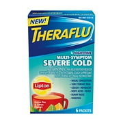 4 Pk Theraflu Severe Cold & Flu Relief Nighttime Multi-Symptom Lipton Flavor 6Ct