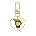 thumbnail image 1 of Vegetable Beans Green Delicious UU Gold Heart Keychain Metal Keyring Holder, 1 of 3