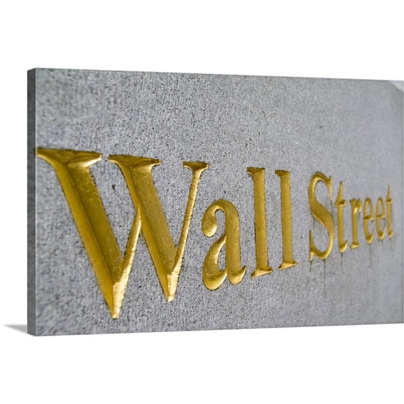 Great BIG Canvas | "Gold letters on Wall Street in New York City, New York" Canvas Wall Art - 36x24