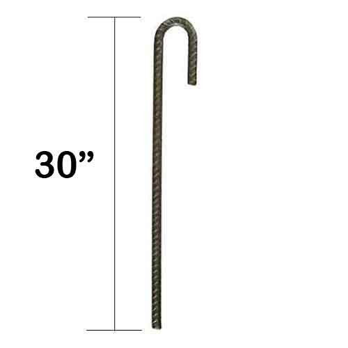 Steel Rebar Ground Stakes J Hook Heavy Duty Hard Firm Soil Set