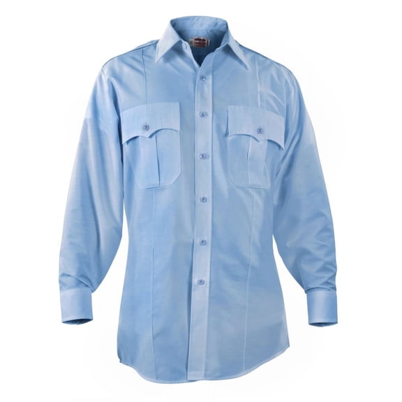 Elbeco Men's Paragon Plus Uniform Shirt Long Sleeve, Light Blue, Neck 17.5, Sleeve 35