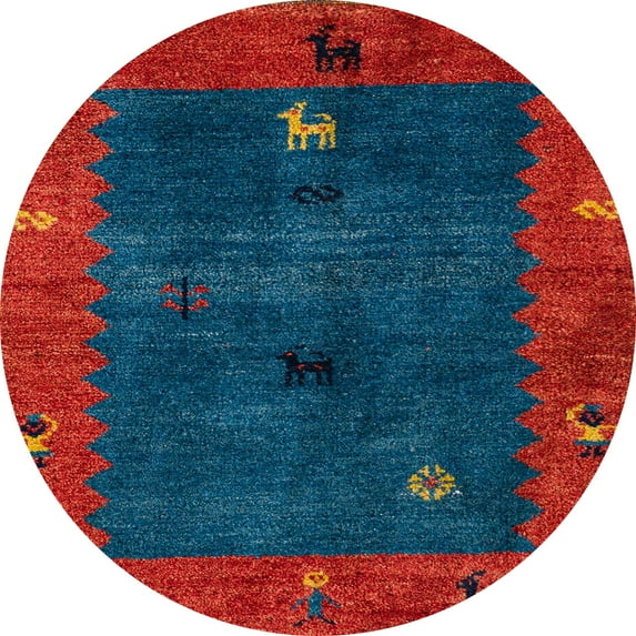 Ahgly Company Indoor Round Abstract Red Abstract Area Rugs, 6' Round