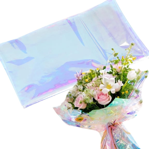 Cellophane Wrap, 10 Pcs Rainbow Iridescent Film Cellophane Wrap Paper,56*56cm Florist Wrapping Cellophane for DIY Wrapping or Basket Filling Decoration Supplies (Folded)