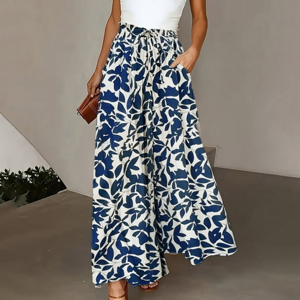 WILLBEST Pantalones Casuales de Verano para Mujer, Elásticos, de Cintura Alta, a Rayas, de Lino, con Pierna Ancha, Holgados, para Uso Diario. Chica