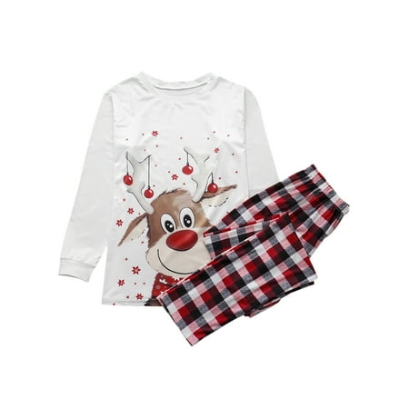 

Christmas Family Pajamas Set Xmas Parent-child Outfits Long Sleeve Deer Head Print Pullover