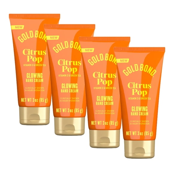 Crema para manos Gold Bond Citrus Pop Glowing con vitamina C 90 mL, paquete de 4