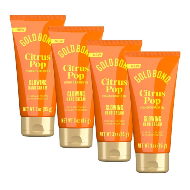 Crema para manos Gold Bond Citrus Pop Glowing con vitamina C 90 mL, paquete de 4