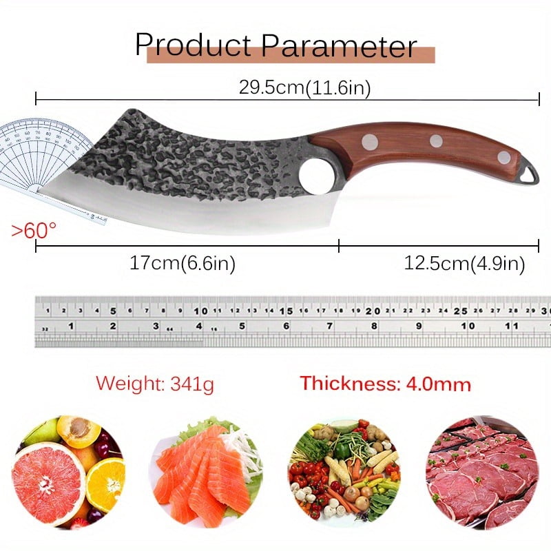 1PC/3PCS Stainless Steel Boning Knife with Knife Sheath Wood Handle Cutting Utility Knife Sharp Multipurpose Meat Cleaver Vegetable Chopper Handmade Forged Knife Barbecue Knife for Cooking