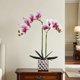 thumbnail image 2 of Orquídea artificial con jarrón plateado, corazón morado y flores blancas, decoración del hogar para interiores, 2 of 4