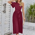 thumbnail image 4 of Vestidos de playa para mujer vestidos casuales con cuello de un hombro para cóctel (rojo vino L) FLhrweasw Para estrenar, 4 of 7