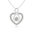 thumbnail image 1 of Angara Natural Diamond Necklace - Diamond Heart Pendant with Infinity Loop in Platinum for Women, 1 of 8