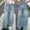 Blue, variant on Toddler Girls' Jeans Elastic High Waist Wide Leg Denim Pants Teen Clothing Cute Jeans