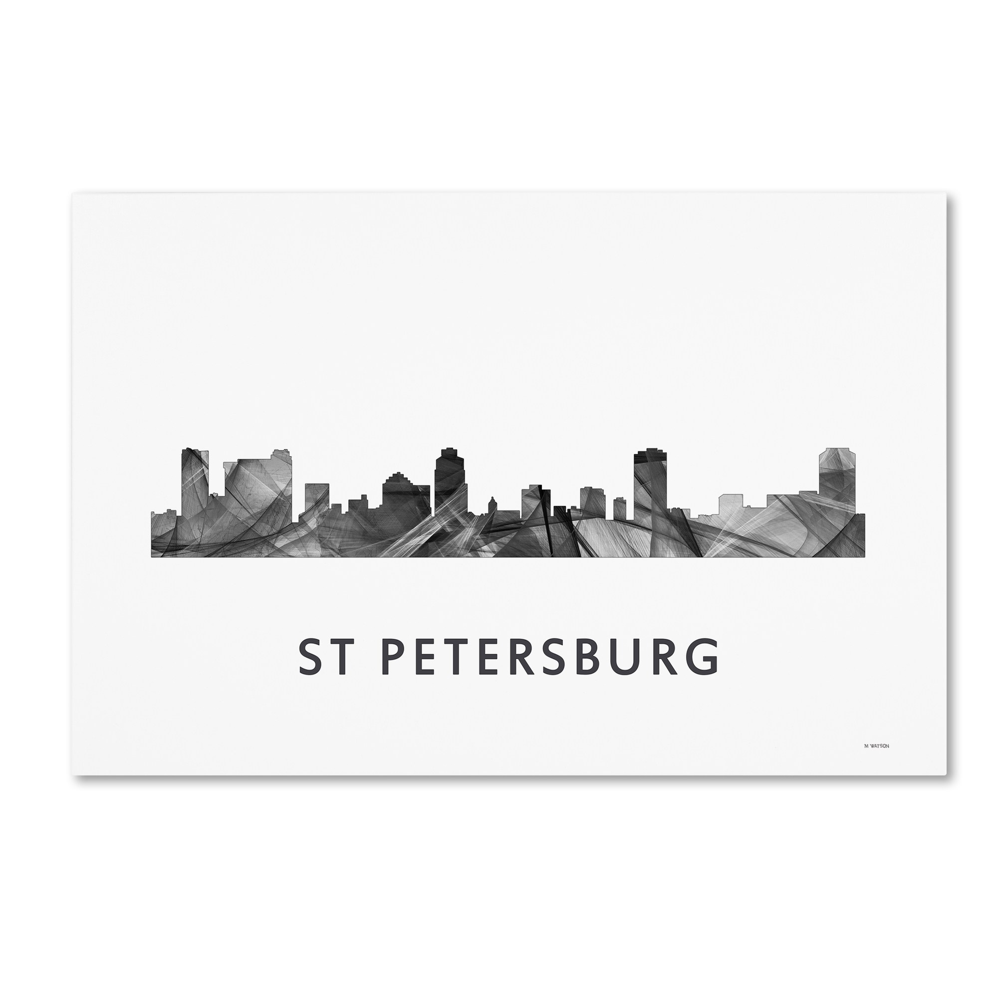 Trademark Fine Art 'St Petersburg Florida Skyline WB-BW' Canvas Art by Marlene Watson