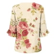 thumbnail image 6 of Ayolanni Button Down Shirts for Women Henley Floral 3/4 Sleeve V-Neck Blouse Loose Flutter Going Out Flowy Shirts Womens Spring Tops Multicolor L, 6 of 6