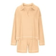 thumbnail image 6 of UAMVSH Womens Lounge Sets Oversized Sweatshirts Matching Sets Long Sleeve Pullover Tops and Shorts with Pockets Comfy Tracksuit Outfits(Medium,Khaki), 6 of 6