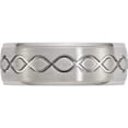thumbnail image 3 of Stainless Steel Brushed & Polished Scroll Design 8mm Ridged Edge Band (Size 10) Made In China sr630-10, 3 of 5