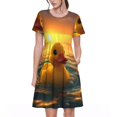 thumbnail image 1 of Daiia Robe de Natation Jaune Canard Imprimé pour Femmes 2025 Tendance Manches Courtes Robes Décontractées Amples Fluides Maxi Robes de Soleil, 1 of 6