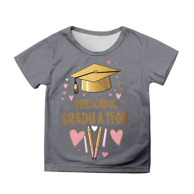 Sunnyoo T-Shirt Graphique de Collation des Grades pour Filles Tout-Petits Manches Courtes Col Rond T-Shirt, Tailles 3-13