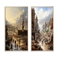 thumbnail image 2 of Designart "Hajj Pilgrimage Islam wall decor V" Islam Framed Wall Art Set Of 2 - Yellow Spiritual Frame Gallery Set For Office Decor, 2 of 6