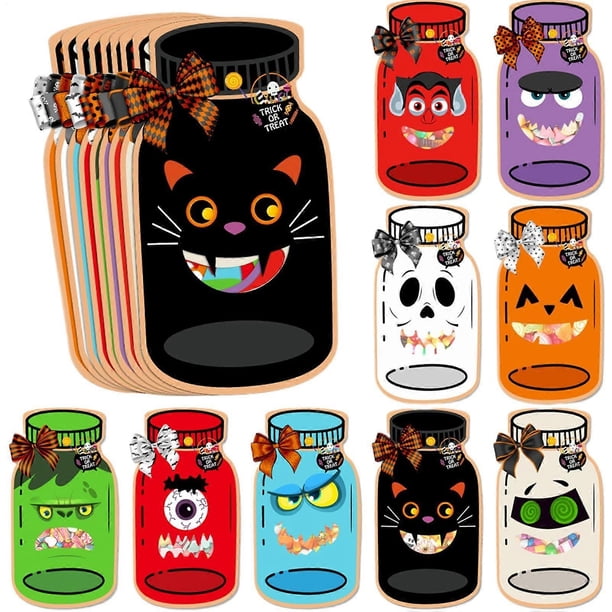Halloween Snack Bags Festive Candy Bags with Label Cards, Practical Packaging Projects for Snack Storage in Classroom, School, Home, Preschool