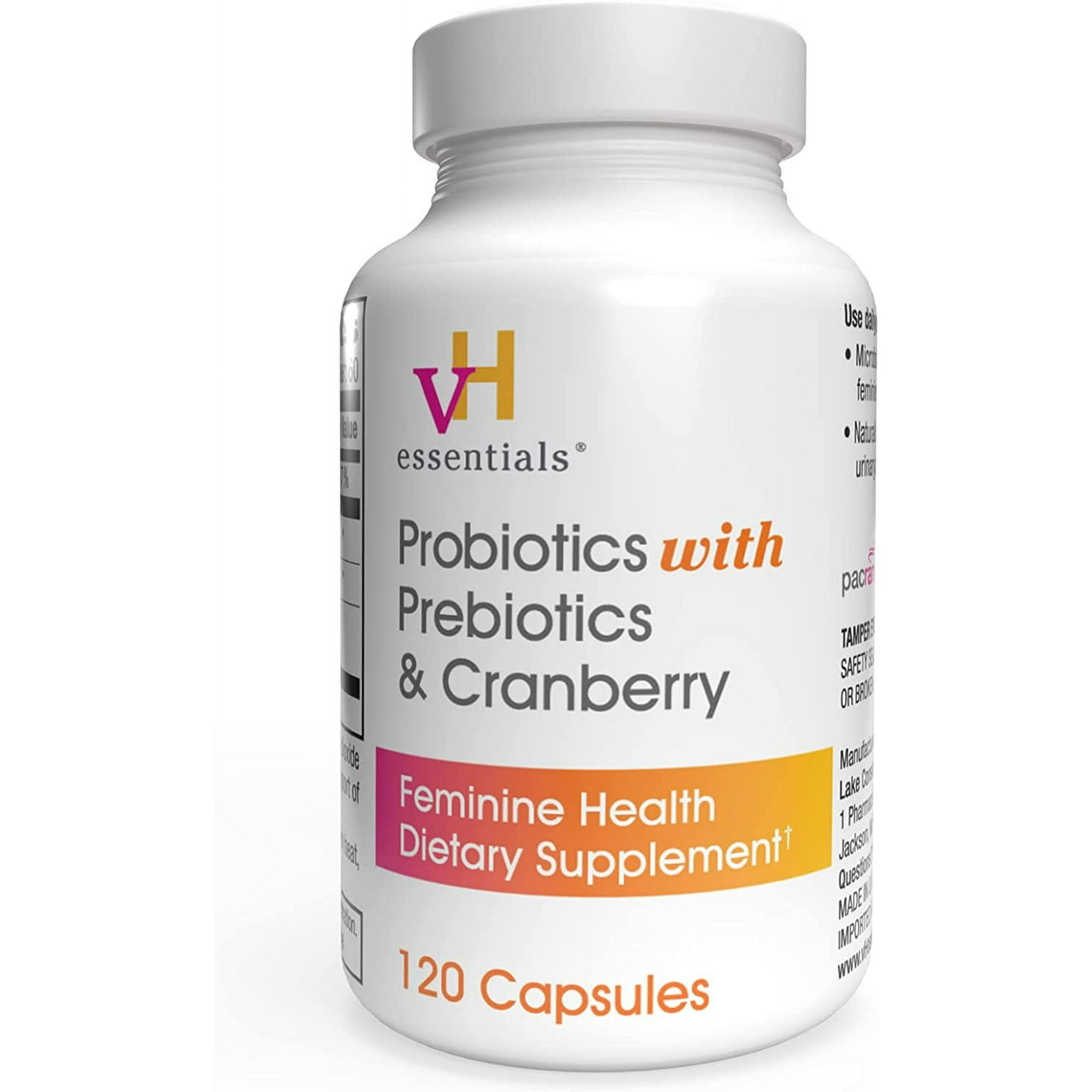vH essentials Probiotics with Prebiotics and Cranberry Feminine Health Supplement - 120 Capsules (544-36)