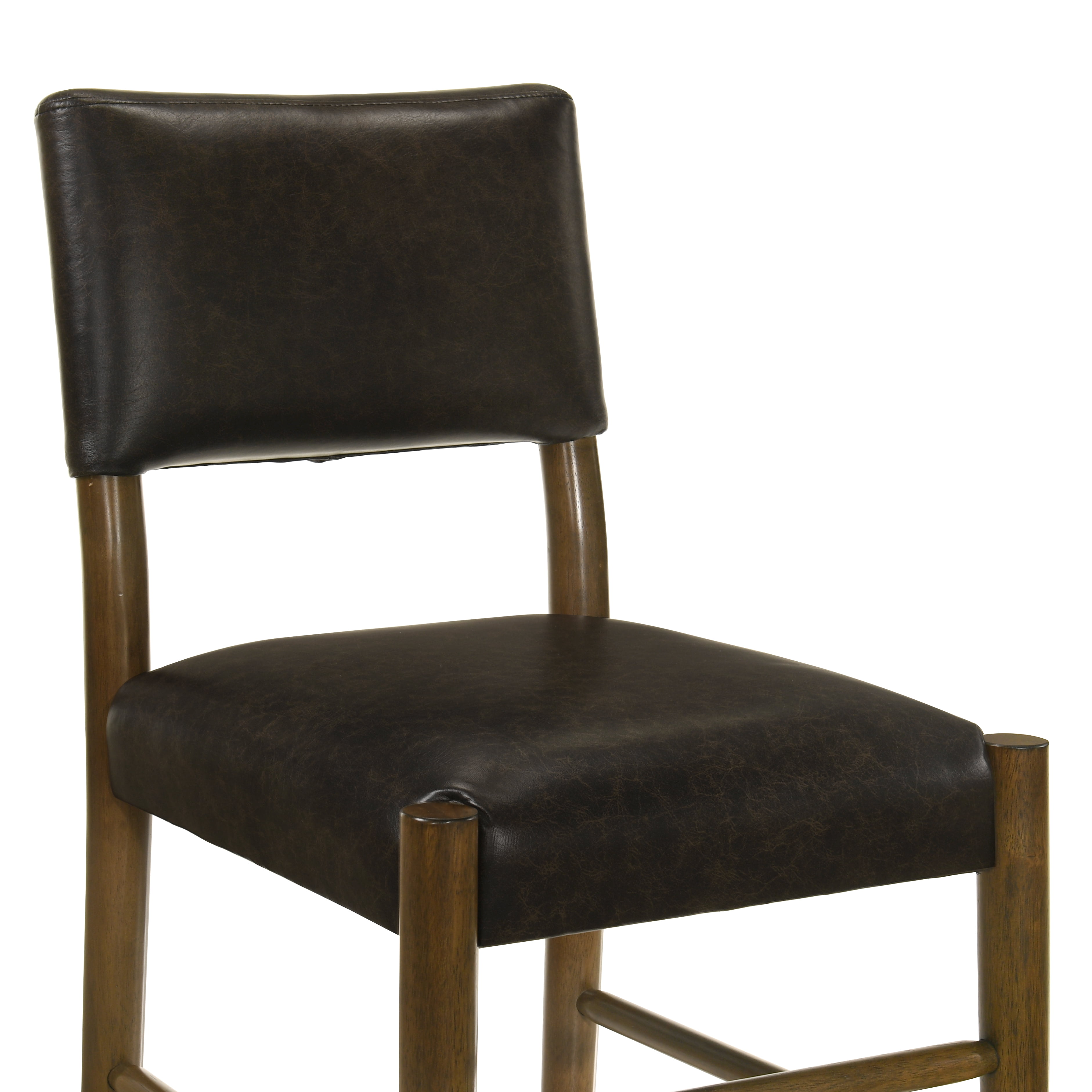 Bennet Modern Wood Dining Chair in Natural Finish with Black Faux Leather Upholstered Seat - Set of 2