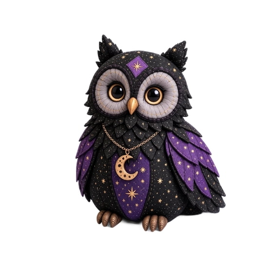Halloween Decor Owl Patchwork Craft Kit Complete Adult Craft Set with Purple Black Gold Celestial Accents 8X6 Inch Hanging Ornament for Home Halloween Decoration Party Art Project