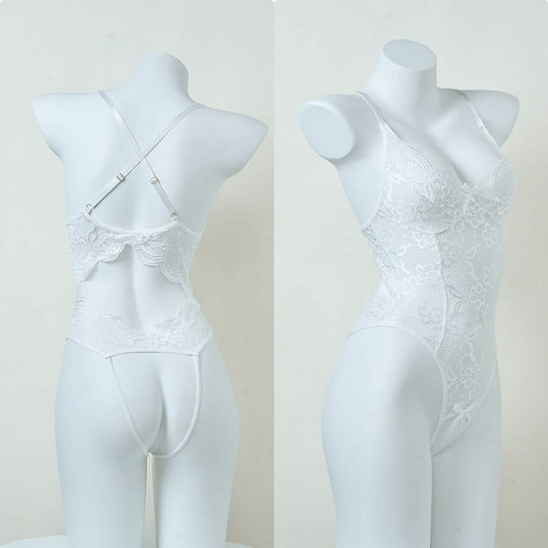 Lencería sexy, mono de tentación de encaje sexy para mujer, pijama uniforme abierto y transparente con agujeros, traje calado
