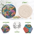 thumbnail image 4 of Yayeee 6 PCS Drink Coasters with Holder Set Woven Absorbent Round Tabletop Hot Pad, Art Plants, 4 of 7