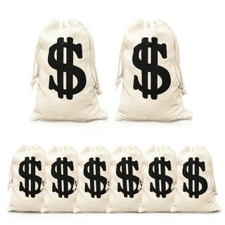 Boao 19.7 x 15.8 inch Money Bag Dollar Sign Bag Money Drawstring Canvas Bag with Dollar Symbol for Toy Favor Cosplay Themed Party