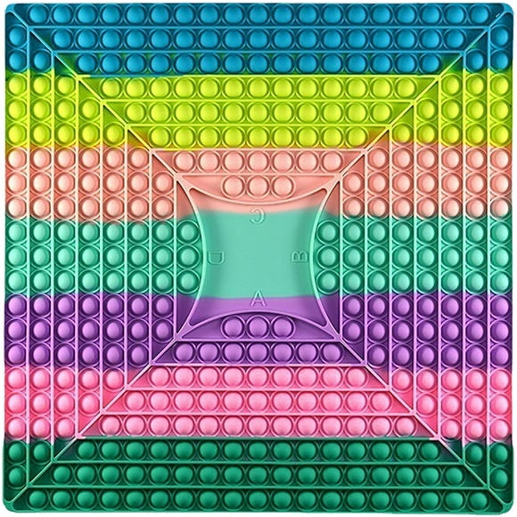 Grand Jeu Pop Fidget, Grande Taille 4 Joueurs Fidget, Plateau d'Échecs Arc-en-Ciel Push Bubble Popper Fidget Sensoriel S