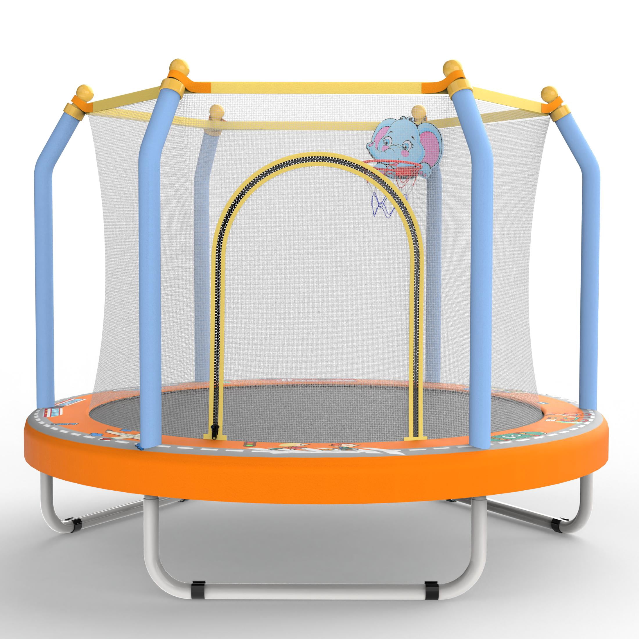 Mini Trampoline for Kids with Safety Enclosure Net, 55" Toddler Trampoline with No-Gap Safe Design, Segmart Recreational Trampolines for Birthday Gifts, Rebounder Trampoline with Ocean Balls