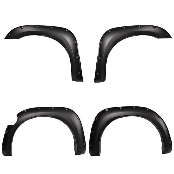 PIT66 Fender Flares Fit for 2004-2015 Nissan Titan (Only Fits Titan without Bedside Lockbox), Paintable Smooth Matte Black Pocket Riveted Style Wheel Flares Set, 4 Piece
