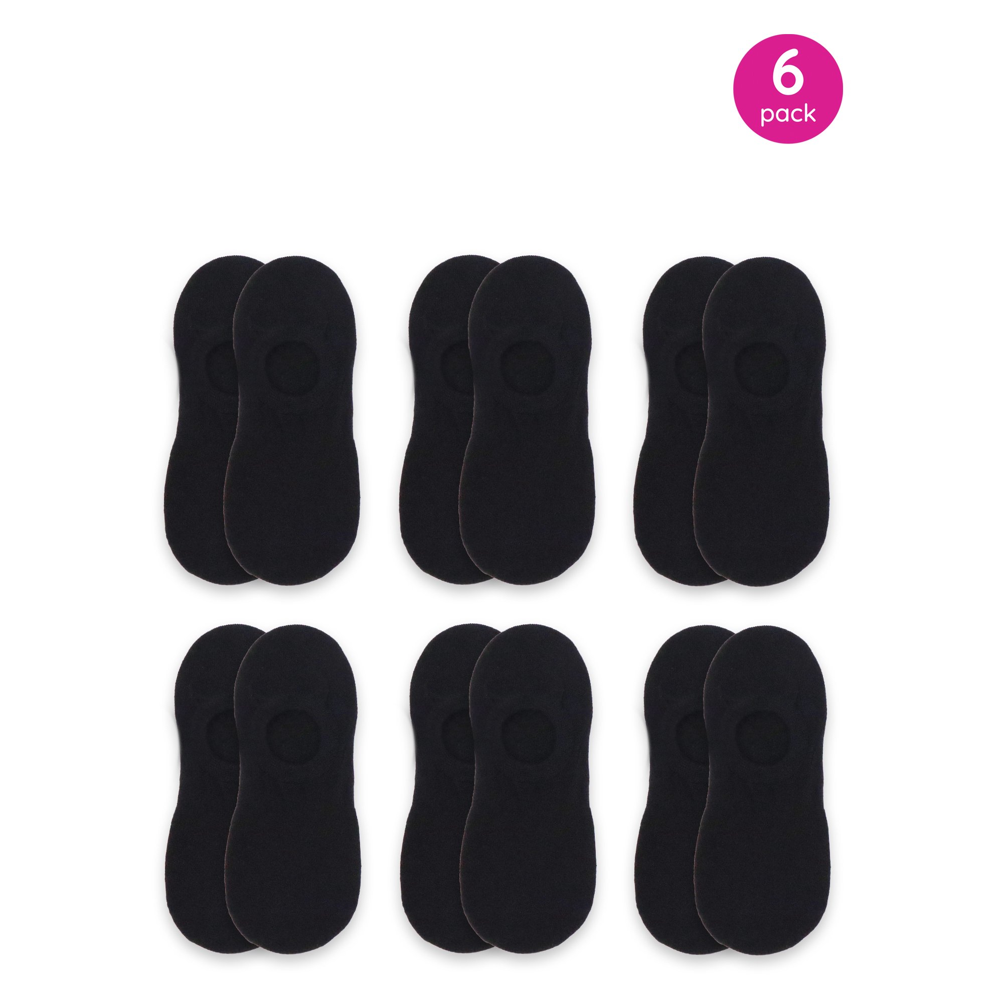 On The Go Men's Black Invisible Socks, 6 Pair