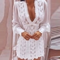 thumbnail image 2 of Winter Savings Clearance! Lindreshi Fall Dresses for Women Homecoming Dresses Fashion Women's Spring/Summer Lantern Long Sleeve V-Neck Solid Color Dress, 2 of 6