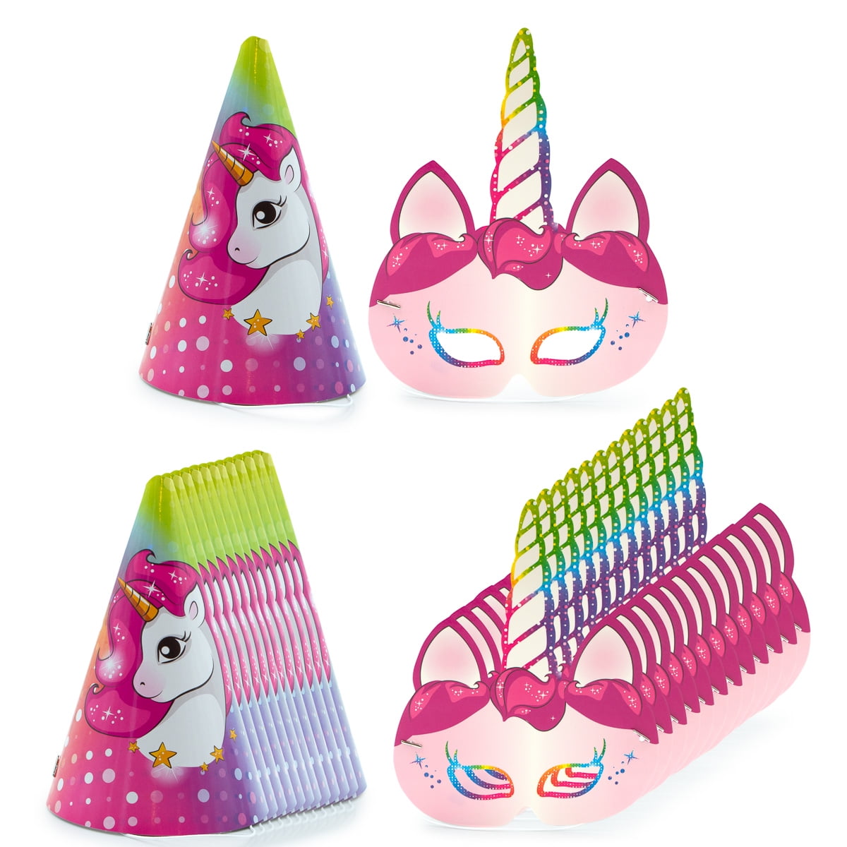 DG Sports (24 Piece) Set Unicorn Party Hats For Kids With Mask Unicorn Birthday Decorations For Girls Party Supplies