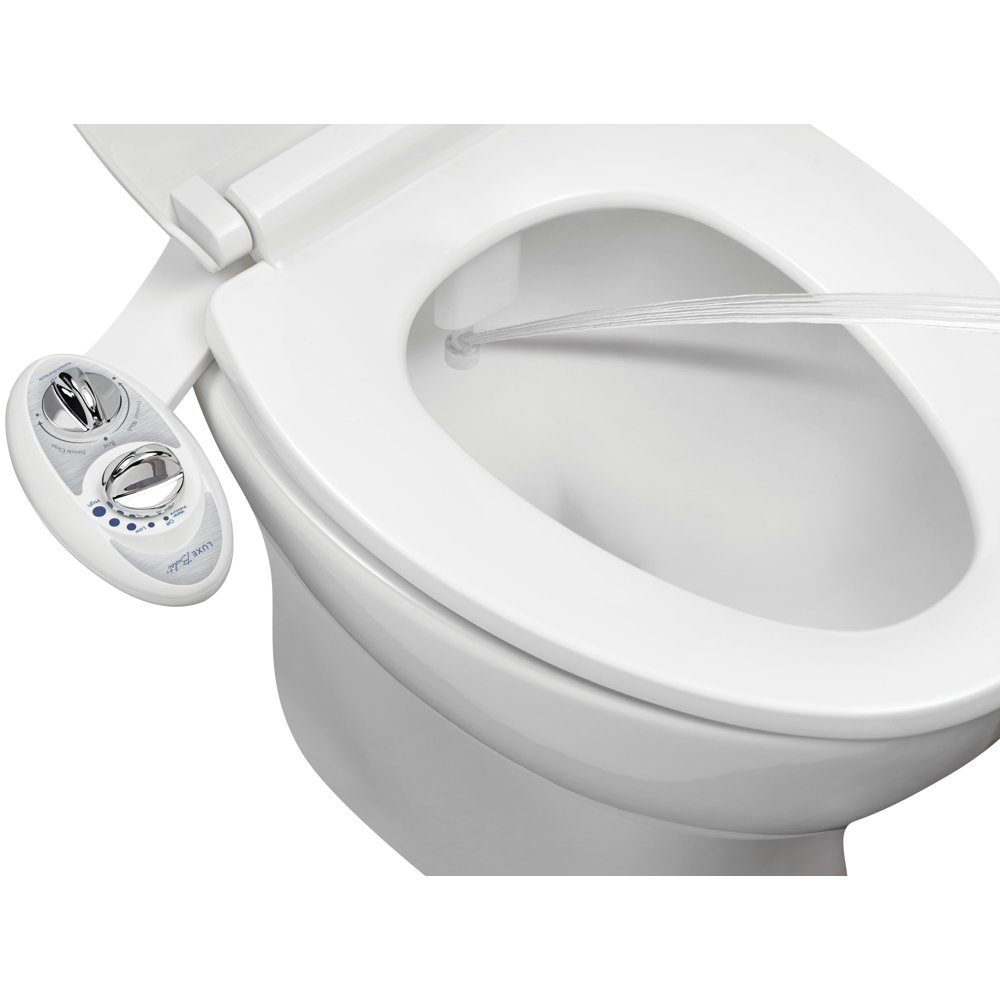 LUXE Bidet W85 Mechanical Bidet Attachment, pearl grey on white