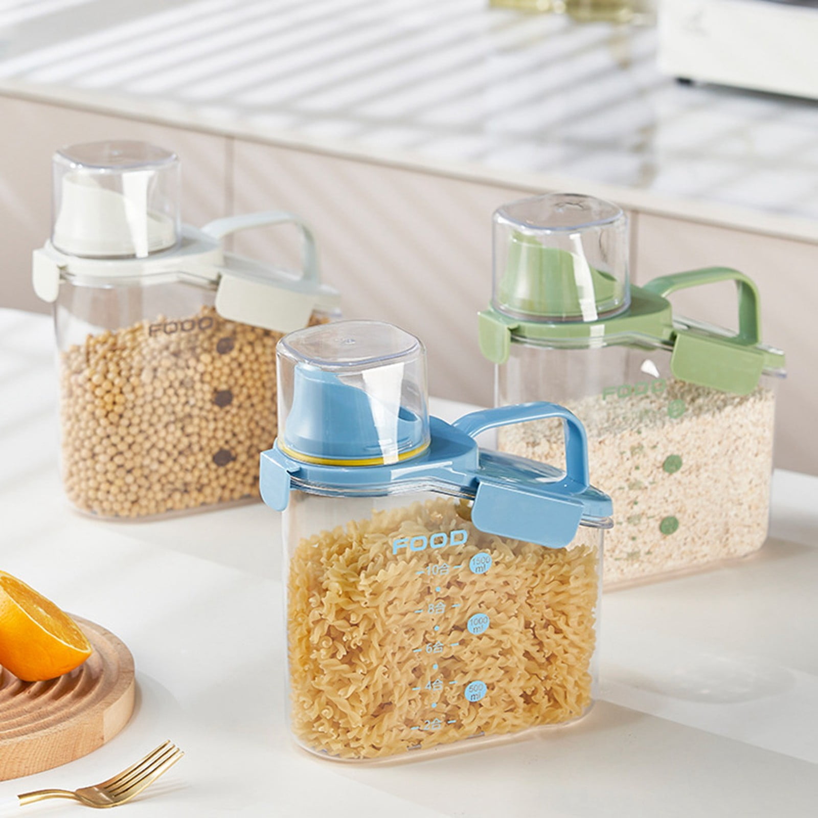 2Pack Slim Rice Container Storage Dry Food Airtight Container Kitchen Storage Containers Airtight Food Storage With Pouring Spout For Oatmeal Grain Cereal Pasta Flour Food Storage Home Decor
