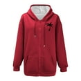 thumbnail image 4 of Aocisk Women Tree Graphic Casual Long Sleeve Drawstring Hooded Jacket Zip Up Hooded Sweatshirt Red M, 4 of 4