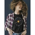 thumbnail image 2 of Galactic Smiley - Cosmic Orbit Emoji Graphic Women's T-shirt, 2 of 4
