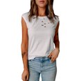 thumbnail image 4 of ABPHQTO Camiseta sin mangas blanca con cuello redondo y detalle de agujero roto para mujer, 4 of 5