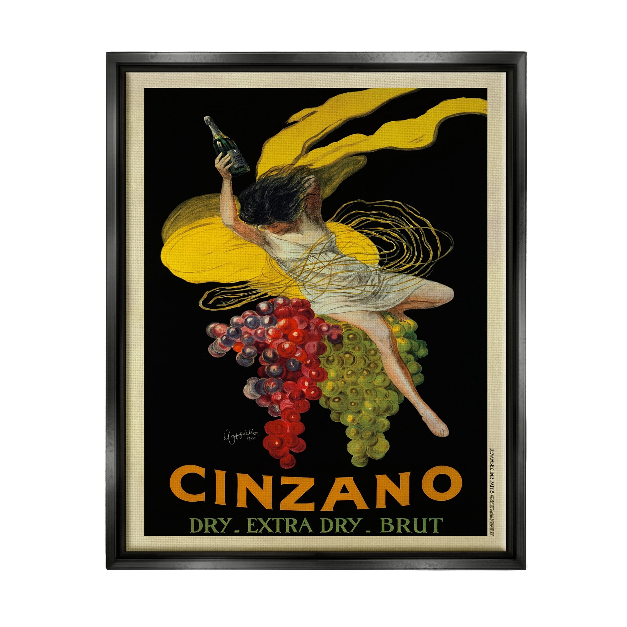 Stupell Industries Cinzano Vintage Poster Wine Design Jet Black Framed Floating Canvas Wall Art, 16x20, by Marcello Dudovich