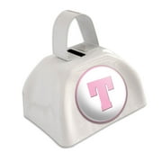 Letter T Initial Baby Girl Block Font Pink Shower White Cowbell Cow Bell