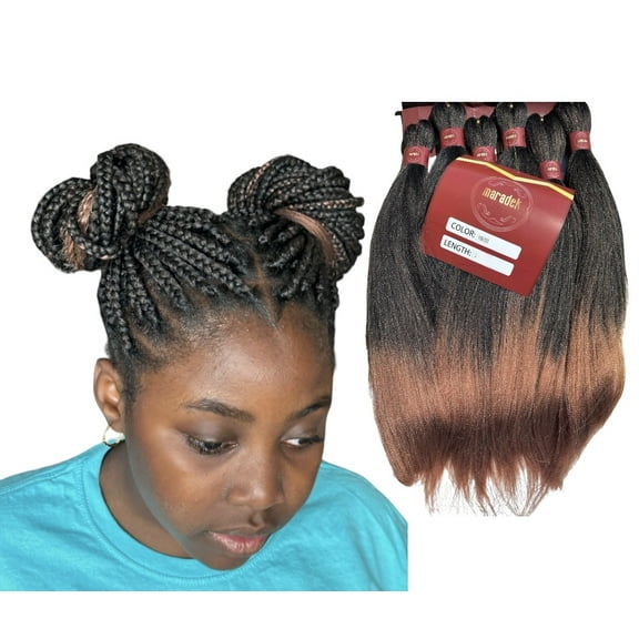 6X Pre-Stretched Professional Braiding Hair 100% Kanekalon Hot Water Setting Itch Free Ultra Yaki Ombre Tangle-free Mega Pack Synthetic Hair Extensions for Braids and Crochet