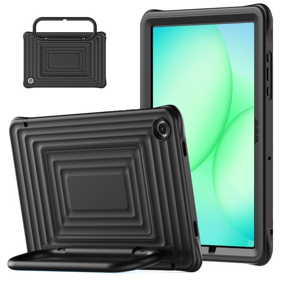 Case for Samsung Galaxy Tab A11 Plus 11 inch 2025, 3-in-1 Silicone Tablet Case with 180° Adjustable Stand, Shoulder Strap, Black
