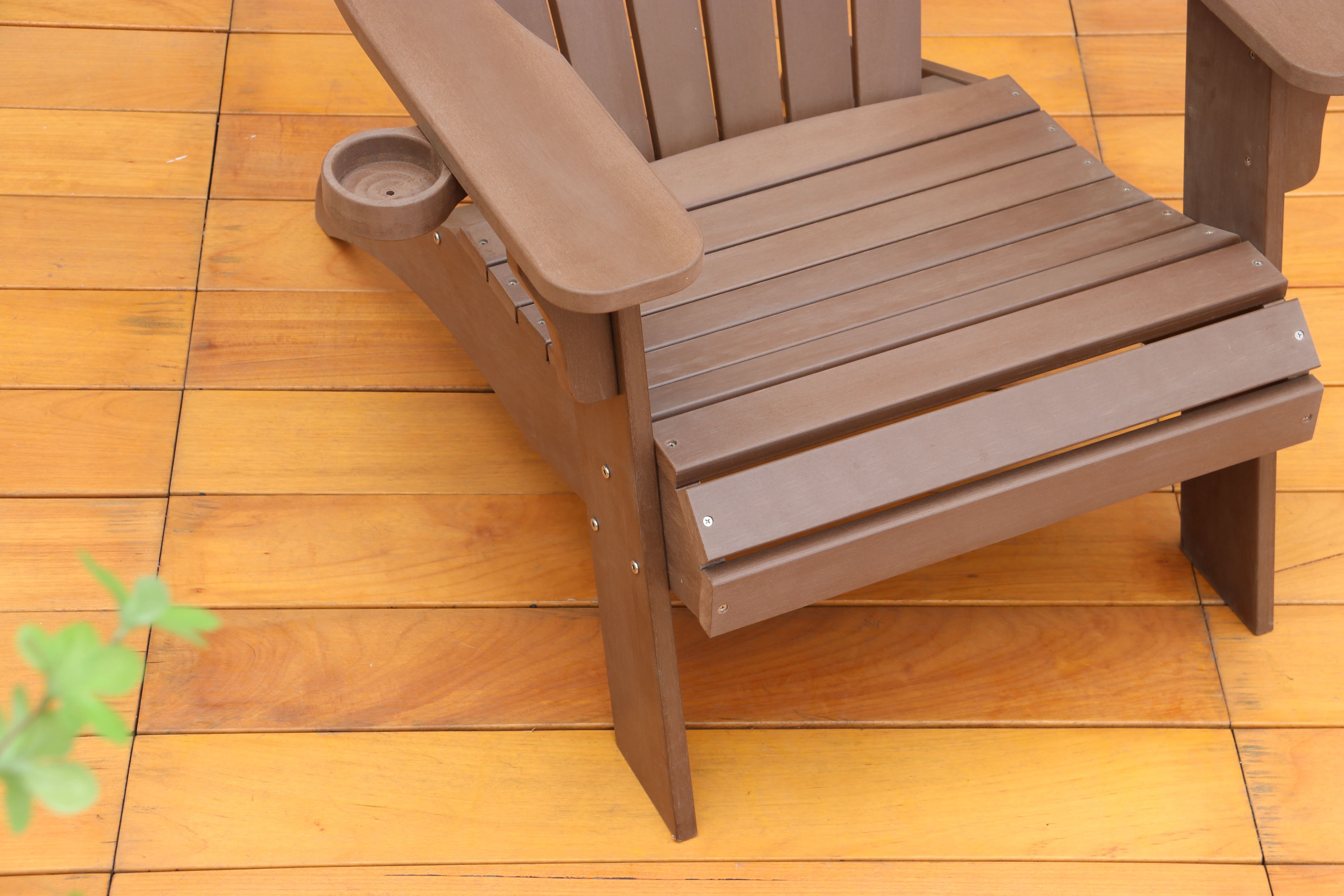 Modern Muse Polystyrene Adirondack Chair - Brown | Durable Outdoor Seating with Cup Holder | Weatherproof, Low Maintenance, and Stylish Design