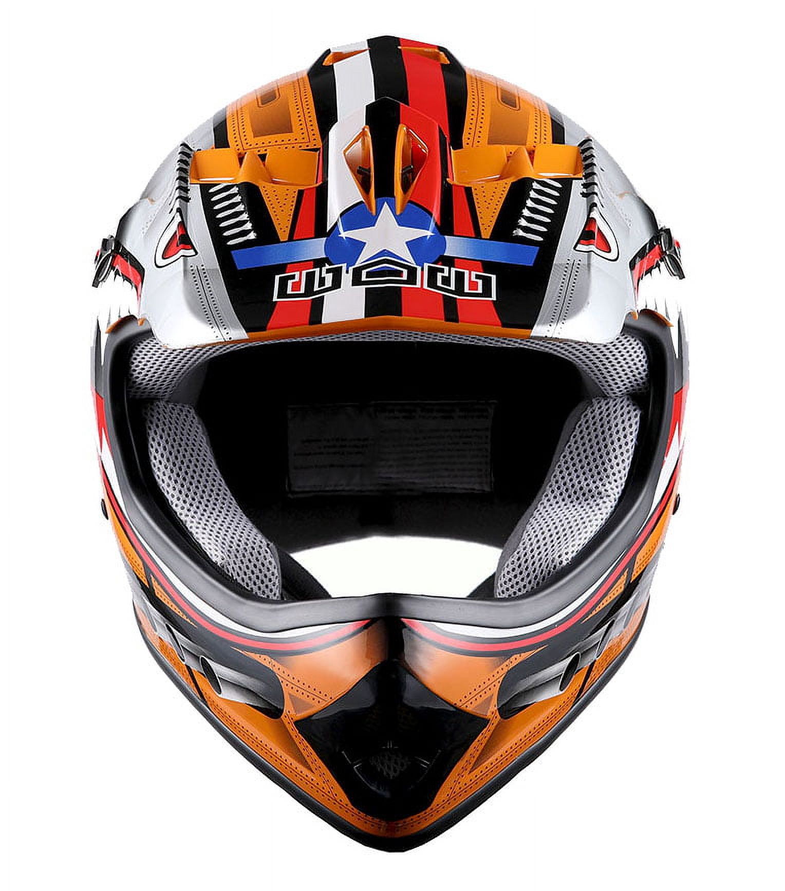 WOW Youth Kids Motocross Helmet BMX MX ATV Dirt Bike HBOY-K Monster Shark Orange