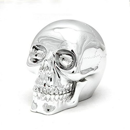 3.5 Inch Pewter Statue - 3.5 Inch Polished and Electroplated Skull Small Statue Figurine