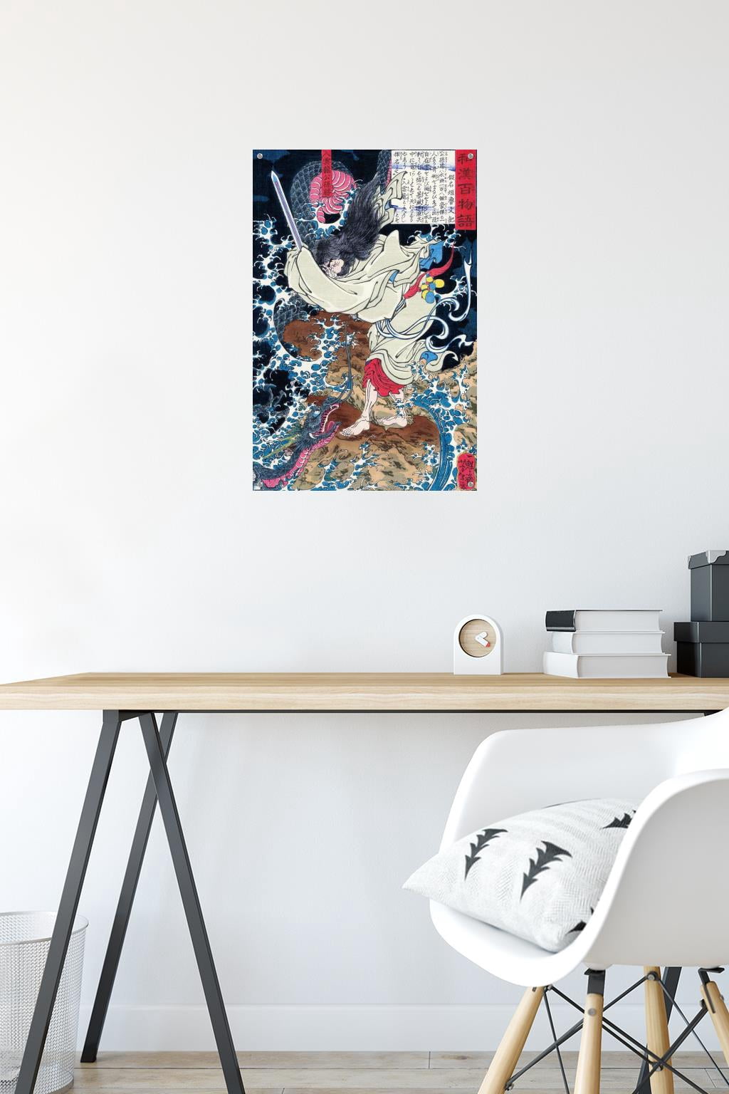 The Dragon in the Clouds by Tsukioka Yoshitoshi Wall Poster with Push Pins, 14.725" x 22.375"