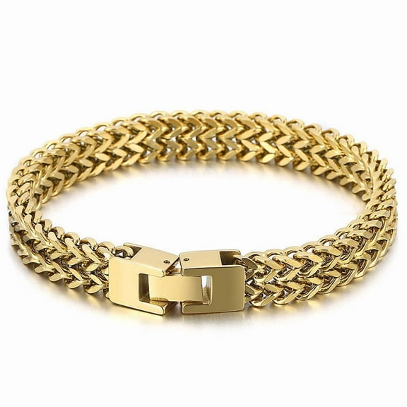 Stylish 14K Yellow Gold Bali Foxtail Chain Bracelet for Men,Double Franco Link Chain Bracelets,Armband Male Jewelry